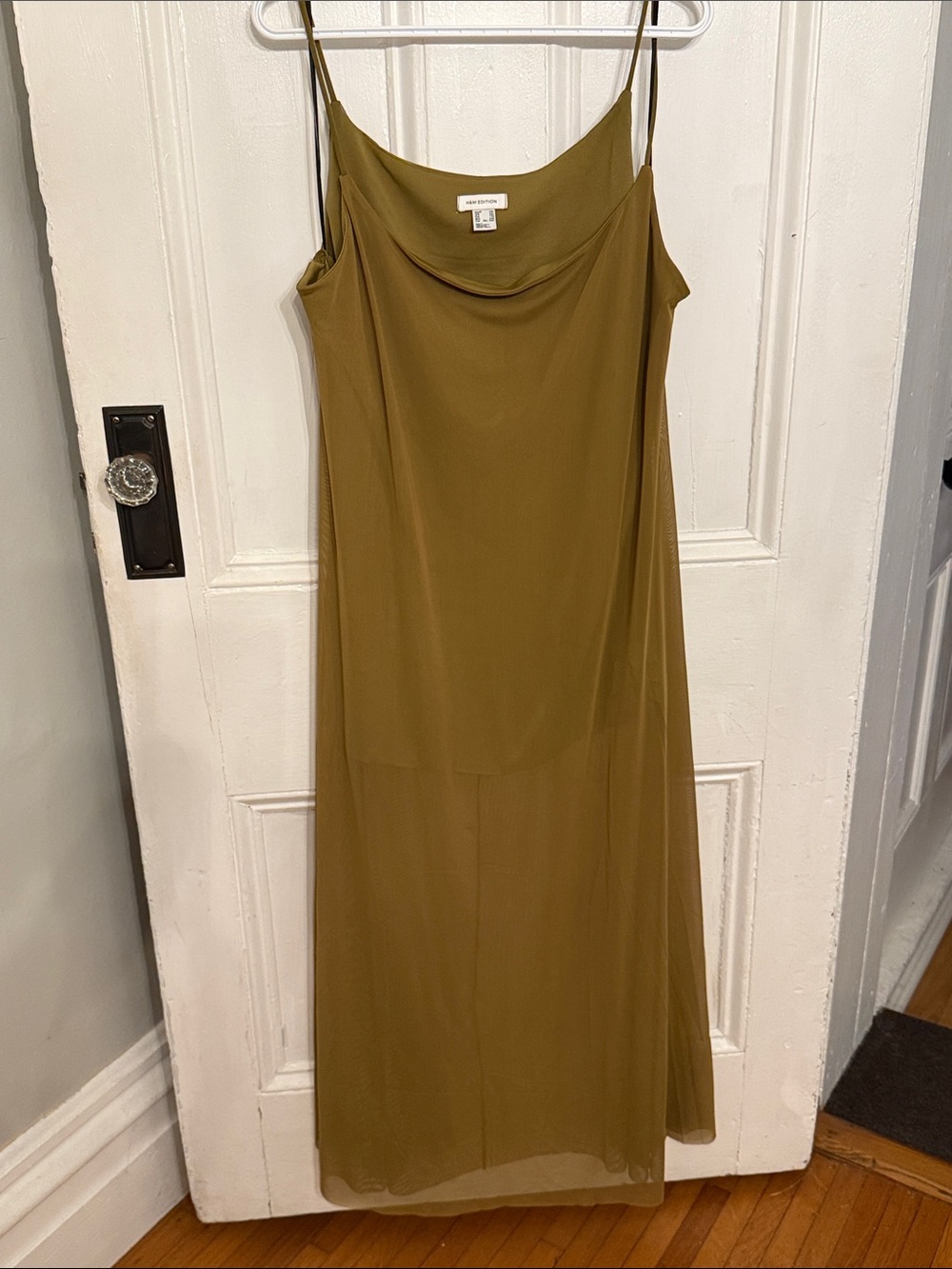 H&M Olive Slip Maxi Dress with Cowl Neck